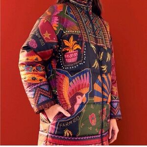 NWT Farm Rio Crazy Mix Reversible Puffer Jacket Dopamine Tropical Small